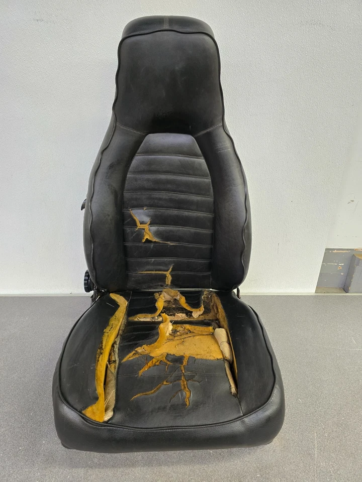 USED ORIGINAL RECARO PORSCHE 911 912E BLACK LEATHER PASSENGER BUCKET SEAT #13 — 第 1/4 张图片