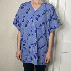 S.C.R.U.B.S. Blue Print Snap Button Up Scrub Top Size 2XL - Picture 1 of 10