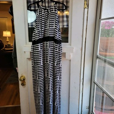 Apt. 9 Women's Black White Striped Sleeveless Maxi Halter Dress Plus Size 3X - Image 1 of 4