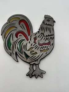 Cast Iron Rooster Trivet 1983 Stained Glass- Vintage- Hot Plate - Picture 1 of 5