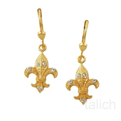 Pendientes colgantes La Vie Parisienne Catherine Popesco Fleur De Lis cristales transparentes Foto 1 de 4