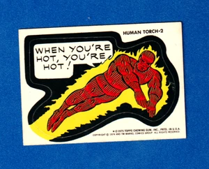 1975 Topps Super Marvel Comic Book Heroes "HUMAN TORCH-2" Sticker Card - Picture 1 of 1