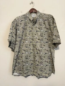 Vintage 🎣 Columbia Angler SS Shirt Mens 2XL Rainbow Trout Fly Fishing Lure Reel - Picture 1 of 5