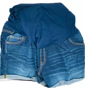 Time & Tru Dark Wash Denim Maternity Shorts Size XL 16-18 5 pockets NWT - Picture 1 of 4