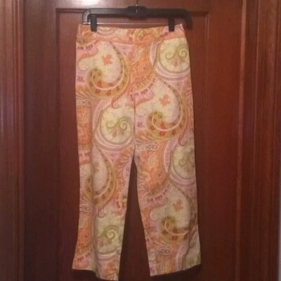 Chadwick’s Summer Capris Orange Yellow White Size 4 - Image 1 of 2