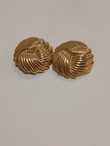Vintage Modernist Schuhclips goldfarben Swirl - Bild 1 von 4