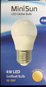 2 X MiniSun 4W ES E27 LED Golf Ball A+ Light Bulb 3000K Warm White Screw Frosted - Picture 1 of 2
