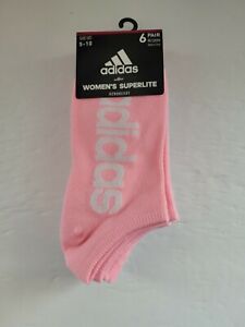 NEW! ADIDAS Women's NO SHOW Socks 6-Pair Pink & White Size 5-10 