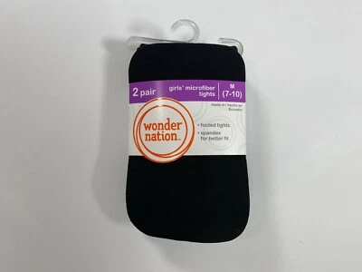 Medias de microfibra negras Wonder Nation para niñas 2 pares ¡NUEVAS! Nuevo con etiquetas Foto 1 de 3