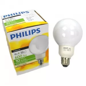 Bombilla globo de baja energía compacta floral Philips Softone 12w 240v E27 ES G93 - Imagen 1 de 12