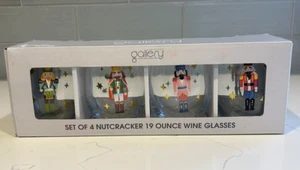 Nutcracker Double Sided 19 Ounce Wine Glasses Set Of 4 Hand Painted NIB - Picture 1 of 4