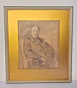 Samuel Melton Fisher original charcoal drawing Victorian gentleman portrait sign - Picture 1 of 5