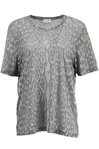 SAINT LAURENT LEOPARD PRINT COTTON BLEND JERSEY T-SHIRT SMALL - Picture 1 of 6