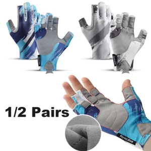 1/2 Pairs Outdoor Fishing Gloves Women Men Anti-slip Gloves Half Finger Gloves - Picture 1 of 14