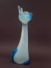 MCM Barovier et Toso Opalescent Blue White Italian Art Glass Cat Sculpture