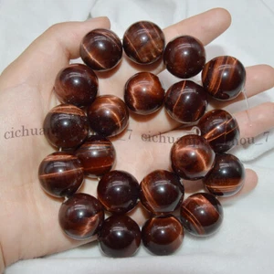 Huge 20mm Genuine Red Tiger's Eye Round Gemstone Loose Beads 15'' Strand - Picture 1 of 3