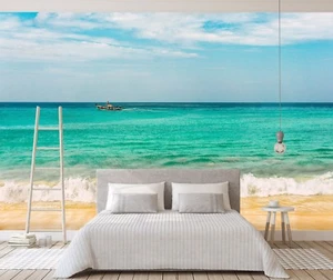 3D Sea Beach Sky 841 Wallpaper Mural Paper Wall Print Indoor Murals CA Summer - Picture 1 of 5