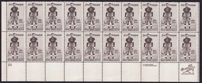 Scott #2089 Jim Thorpe (Indian, Olympian) Plate Block of 20 Stamps - MNH P#20 - Image 1 of 2
