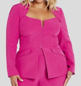City Chic Women's Pink Trendy Sabine Long Sleeve Blazer Jacket Plus Size XL - Picture 1 of 2