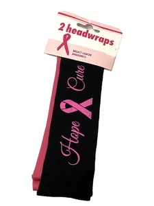 PINK RIBBON AWARENESS Head Wraps Stirnbänder HOPE CURE schwarz pink 2er Pack - Bild 1 von 3