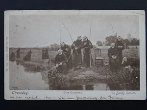 Fishing Theme MONKS THURSDAY FISHING c1903 W. Dendy Sadler Postcard by Woodbury - Picture 1 of 4