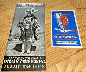 1945 INTER-TRIBAL INDIAN CEREMONIAL Gallup New Mexico Brochure and Label - Picture 1 of 11