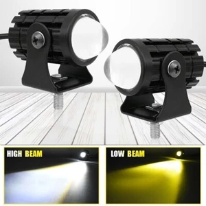 2x 60W LED Driving Fog Light Amber White Projector Lamp Headlight Motorcycle ATV - Picture 1 of 14