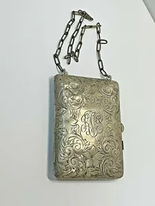 Borsa Monete Argento Sterling Antica Compatta Pergamena Floreale Monogrammata Bill 110421 - Foto 1 di 9