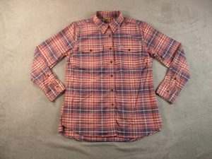 Ariat Rebar Made Tough Work Shirt Women Medium Pink Plaid Roll Tab Glasses Poket - Picture 1 of 12