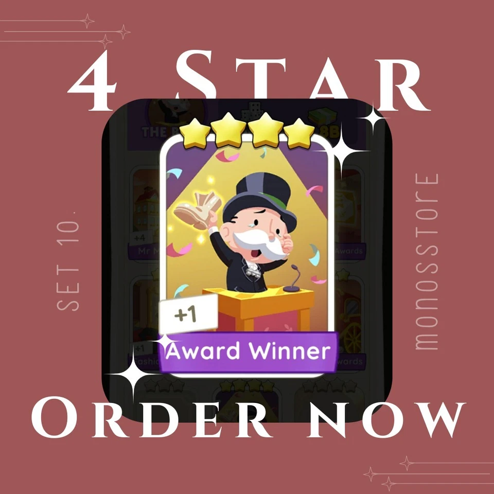 Monopoly 4 Star Sticker 🎮 Set 10 🎡 Fast Delivery⚡Come True ✨ - Image 1 of 1