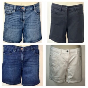 NEXT Ladies Mid Rise Cotton Boy Denim Shorts 3 Colours Sizes 6-20 Brand New - Picture 1 of 27