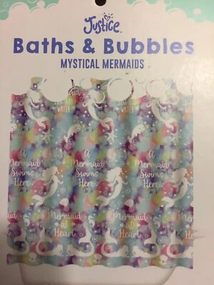 Nuevo Justice Girls Cortina de Ducha Baño Narval Océano Sirena Burbujas Paño Foto 1 de 4