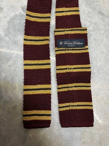 NWOT BROOKS BROTHERS Made In Italy Maroon Rugby Stripe Silk Knit Tie 2.25” - Picture 1 of 4