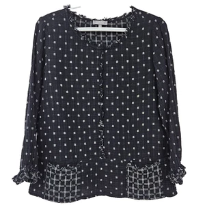 Top Habitat Slub Algodón Flecos Negro Para Mujer Talla XS Manga Larga Cuadrado Lagenlook - Imagen 1 de 10