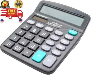 Desk Calculator, 12-Digit Solar Battery Office Calculator with Large LCD Display - Picture 1 of 5