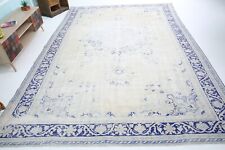 9x13 Large Area Vintage Turkish Living Room Rug , Handmade Wool French Country