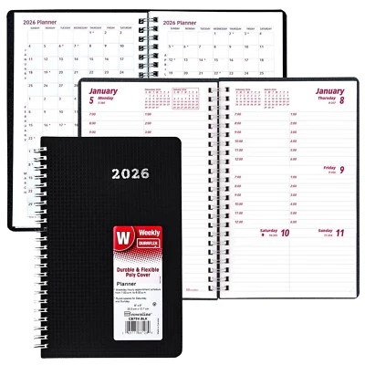 2026 Brownline CB75V.BLK Duraflex Weekly Planner, 8" x 5"
