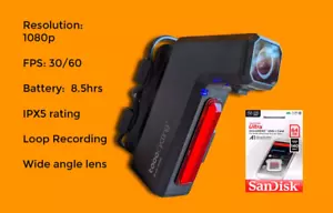 fotocamera bici toocycling con luce v2 con scheda microSD da 64 GB - Foto 1 di 11