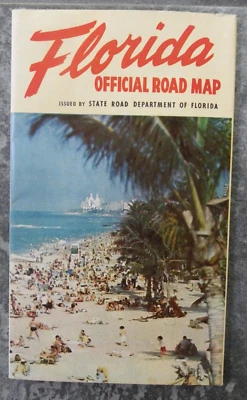 Vtg 1954 Florida Official Road Map-29 3/4" x 25 1/2"-G-VG Condition-Color Photos - Image 1 of 4
