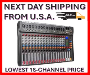 16-CHANNEL MIXER w/Bluetooth USB MP3 for DJ Studio Stage-Lowest 16 Channel Price - Picture 1 of 12