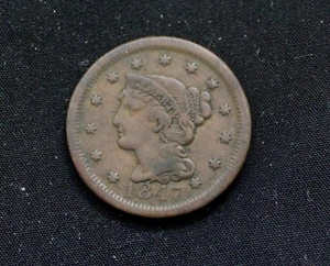 Centavo grande cabello trenzado 1847 muy fino/en muy buen estado - Imagen 1 de 2