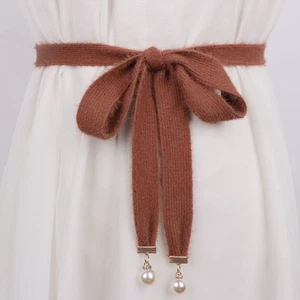 Dama Tejido Cinturón Cuentas Cintura Corbata Cinta para Suéter Jersey Cárdigan Retro - Imagen 1 de 29