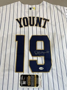 MILWAUKEE BREWERS- ROBIN YOUNT AUTOGRAPH NIKE PINSTRIPE JERSEY JSA COA CI33413 - Picture 1 of 5