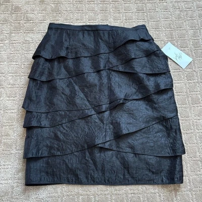 Falda Adrianna Papell Evening Essentials Brillante en Niveles Mujer 12 Negra Festoneada Foto 1 de 4