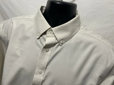 Stafford Mens Beige CoolMax Oxford Shirt Sz 16 34-35 Cotton Blend Regular A7 - Image 1 of 4