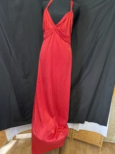 BCBG rotes Neckholderkleid Damengröße 10 langes Maxikleid Satin Abend formell 178 $ - Bild 1 von 5