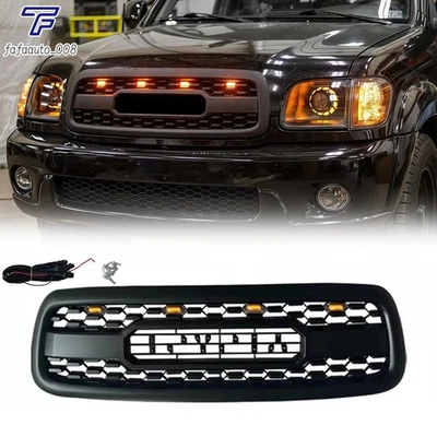 For 2001-2004 Sequoia Front Grille Upper Mesh Grill W/4 LED Lights Matte Black Foto 1 de 4
