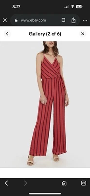 Mono Express Naranja Rosa Púrpura Rayas Sin Mangas Cuello en V Corbata Lateral XS Foto 1 de 4