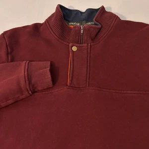 Orvis Men's Large Red Quarter Zip Pullover Sweatshirt Mock Neck Burgundy Fishing - Picture 1 of 8