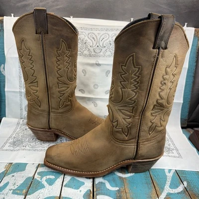 Botas ABILENE 9011 Western Cuero de Vaca Envejecido Puntera Cuadrada Mujer 7M EE. UU. Foto 1 de 4